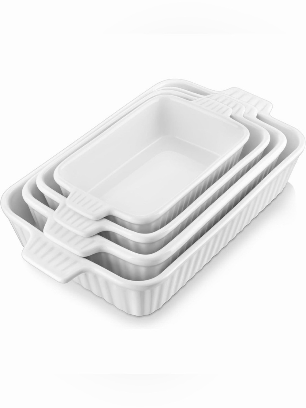 MALACASA White Ceramic Casserole Baking Dishes - Set of 4 (NWT)